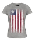 LIBERIA FADED FLAG LADIES T-SHIRT TEE TOP LIBERIAN SHIRT FOOTBALL JERSEY GIFT