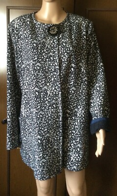 MARINA RINALDI Woman Cotton Cardigan, Blue White Size 29 IT 56 OF 50 US 20GB 24
