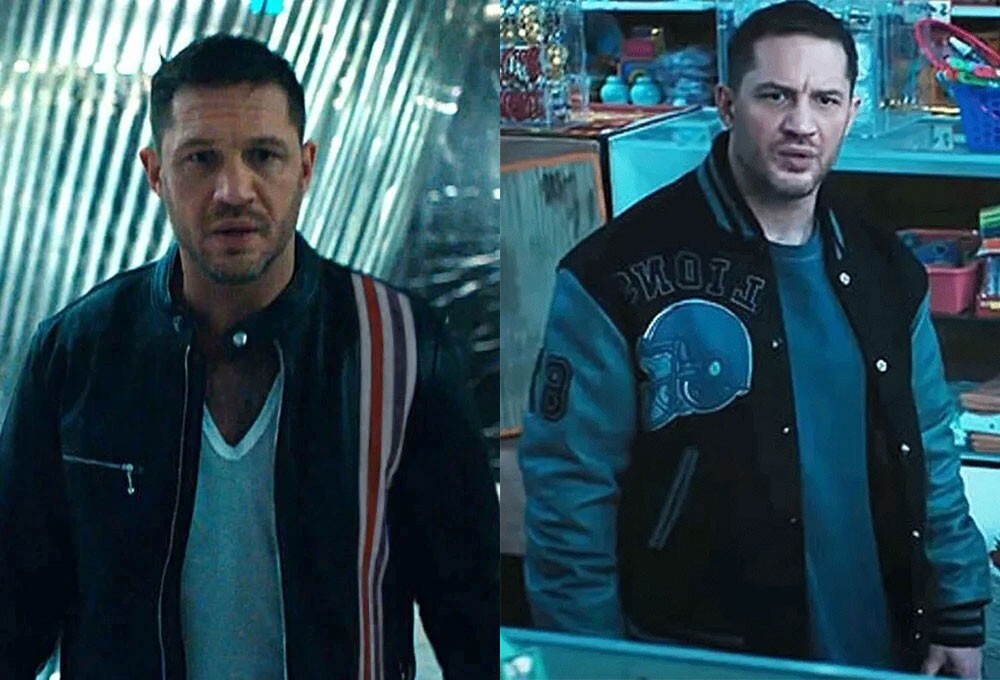 Handmade Tom Hardy Venom Eddie Brock Detroit Black Bomber Lions