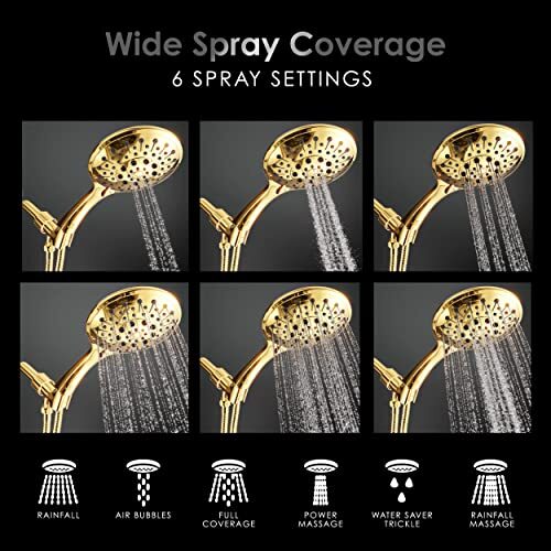 Aquarius Handheld Gold Shower Head With Hose (Extra Long) Luxury Spa