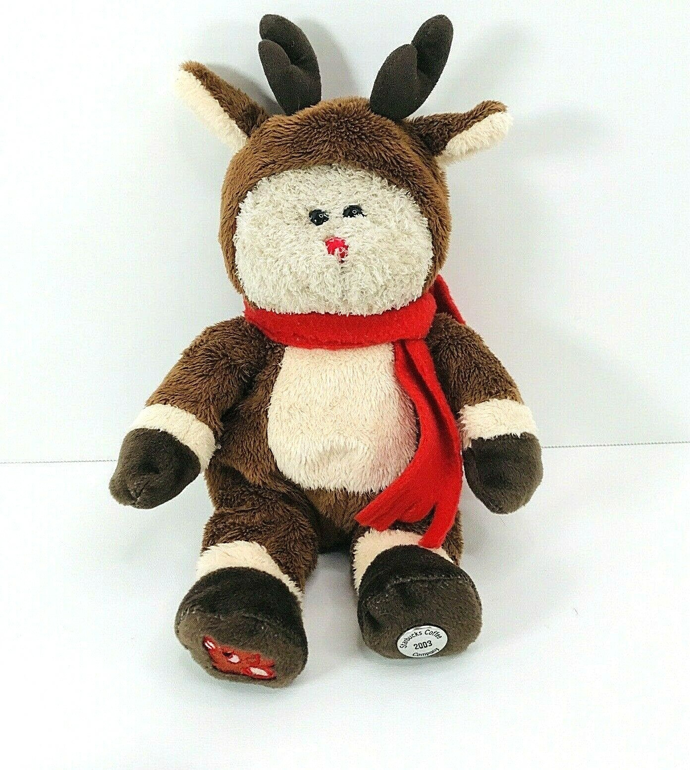 2003 Starbucks Bearista Rudolph Red Nose Reindeer Plush 28th Edition