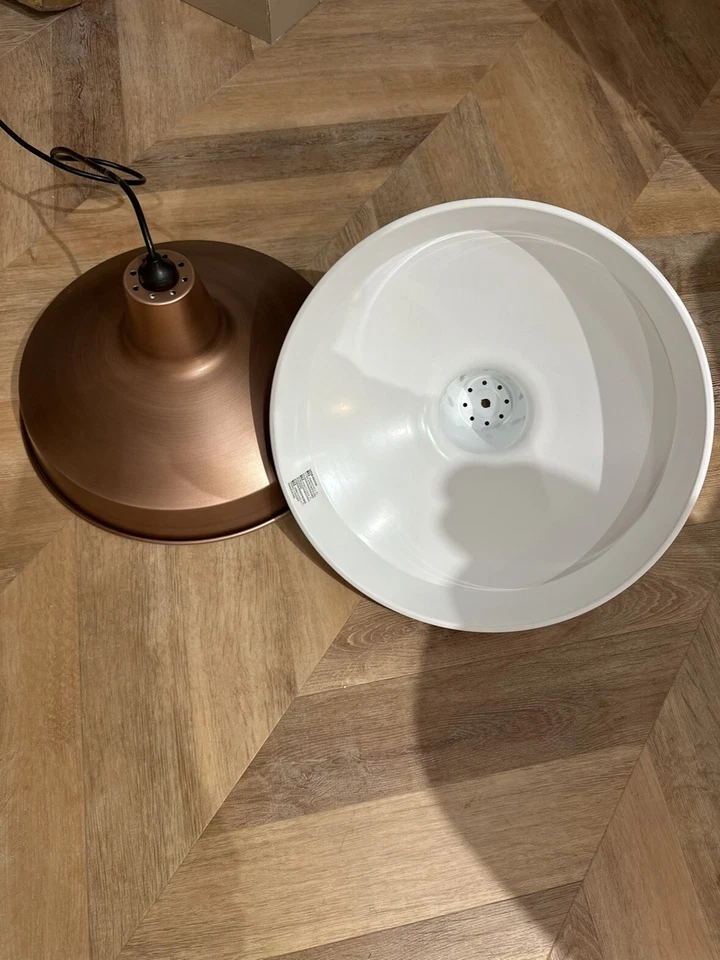 Hampton Bay 1-Light Vintage Copper Warehouse Pendant with Metal Shade - Image 2 of 4