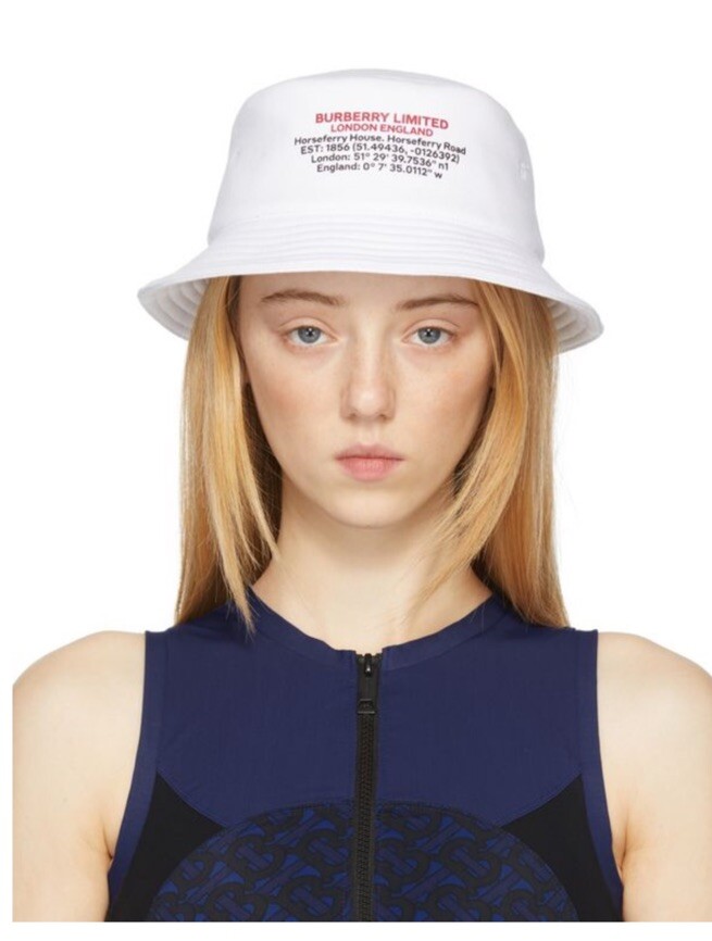 Burberry Limited Horseferry Location Print Jersey Bucket Hat Made In Italy Sz M