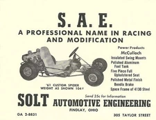 Vintage and Rare 1961 S.A.E. Custom Spider Go-Kart Ad