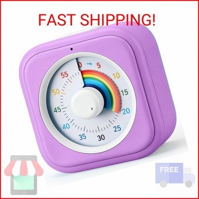 Rainbow Visual Timer for Kids, 60 Minute Silent Countdown Clock with Color Disk,
