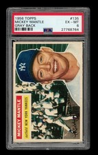 1956 Topps Set-Break #135 Mickey Mantle Gray Back PSA 6 EX-MT