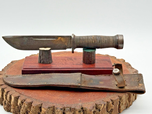 Vintage WWII Cattaraugus 225Q Quartermaster Fighting Knife w/sheath--858.26