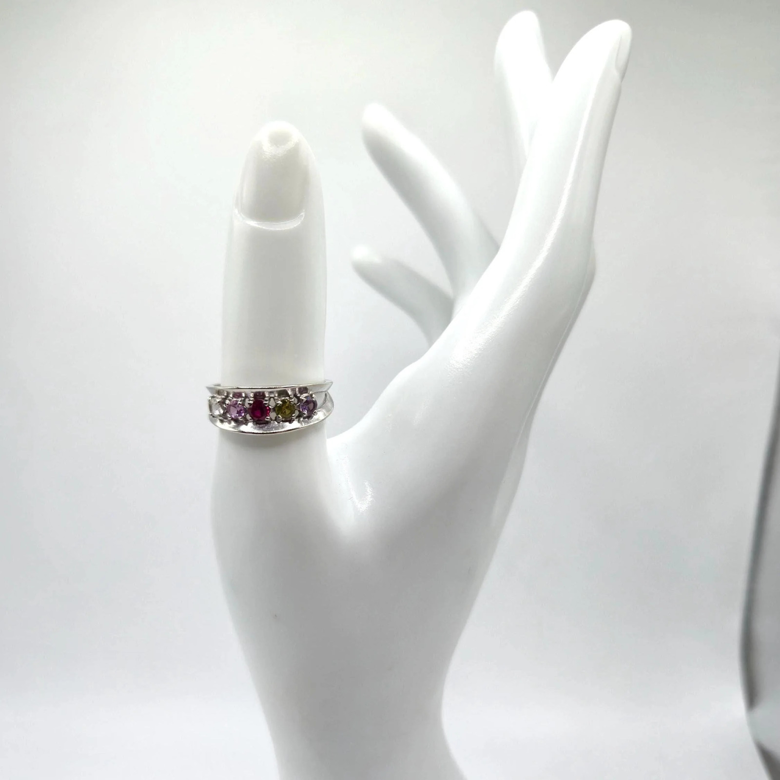 Tiara Solid 10K Gold Ring with Ruby, Sapphire, Pe… - image 2