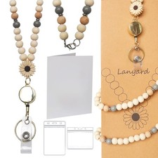 Valentine Gift For Teacher, Beaded able Lanyard, Beige