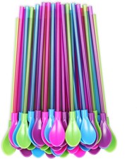 Set of 40 Hard Plastic Spoon Straws 9 Inch Detachable Straws Kitchen Utensil