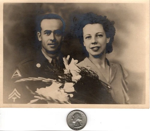 WW2 WWII US Army Military 7th Army Soldier Wedding Wife Studio Photograph Photo