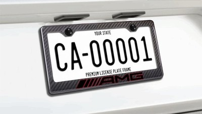 Red&Black AMG-Mercedes Benz 100% Carbon Fiber License Plate Frame Ghost Effect