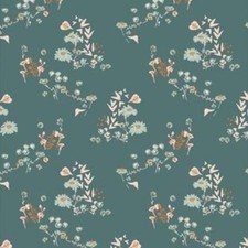 Bookish Teal Floral Print Patchwork Fabric - 1 Meter Cut