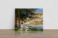 Claude Monet "On the Bank of the Seine" Canvas Print Wall Art Home Decor