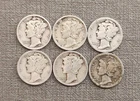1924 - 1942 USA - 6 pc. Mercury Dimes - .900 Silver Coins - Various Conditions