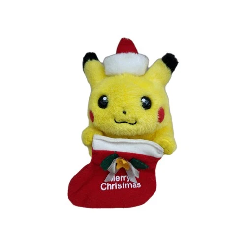 Official Vintage Pokemon Christmas Fuzzy Pikachu Plush Toy 2000 Hasbro Tomy 7"