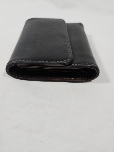 Portafoglio Coach vintage in pelle nera marrone tripiega a scatto con zip moneta - Foto 3 di 10