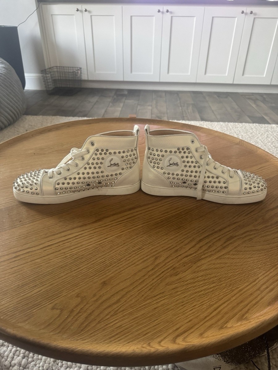 Christian Louboutin White Spike High-Top Sneakers Red Sole | eBay