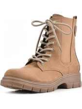 WHITE MOUNTAIN Womens Beige Goring Chevy Round Toe Block Heel Boots Shoes 7.5 M