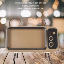 TV Style Phone Holder Retro Desktop Mobile Phone Stand Bracket for Home Dorm