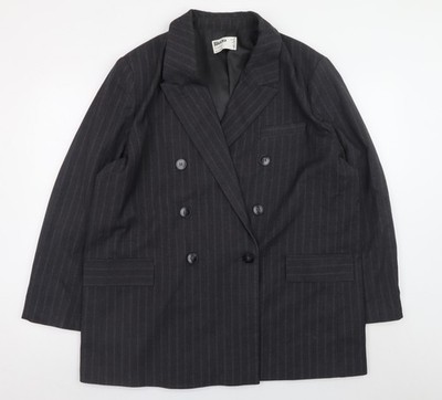 Rita Ora x Primark Damen Blazer schwarz Nadelstreifen zweireihig UK 16