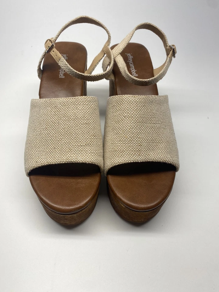 Sandalia de cuña con plataforma en cubierta beige talla 11 JEFFREY CAMPBELL para mujer Foto 3 de 4