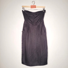 Alexander McQueen MCQ Dress 40 Fits 8 10 Black Strapless Corset Linen Silk  NEW