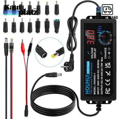 Einstellbares Netzteil 3V-36V 2A 72W AC to DC mit LED Spannungsanzeige 5,5x2,5mm
