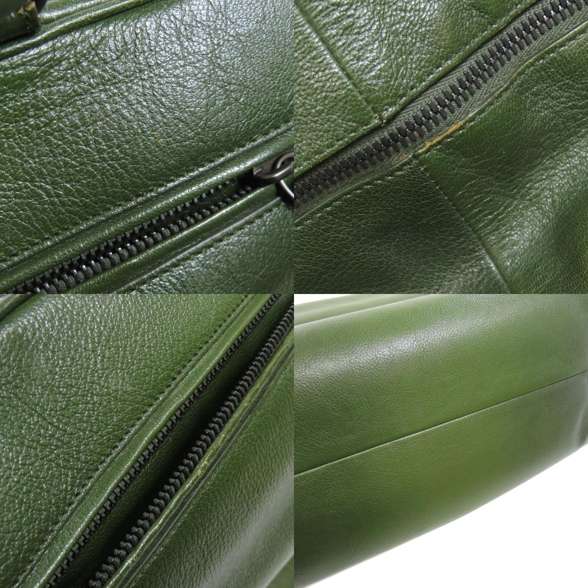 Bottega Veneta Logo Tote Bag Leather Women's Green 12.2x14.6x7.5in condition thumbnail 8
