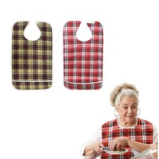 2Pcs Adult Bibs for Elderly, Men, Women,Reusable Waterproof Mealtime Clothing...