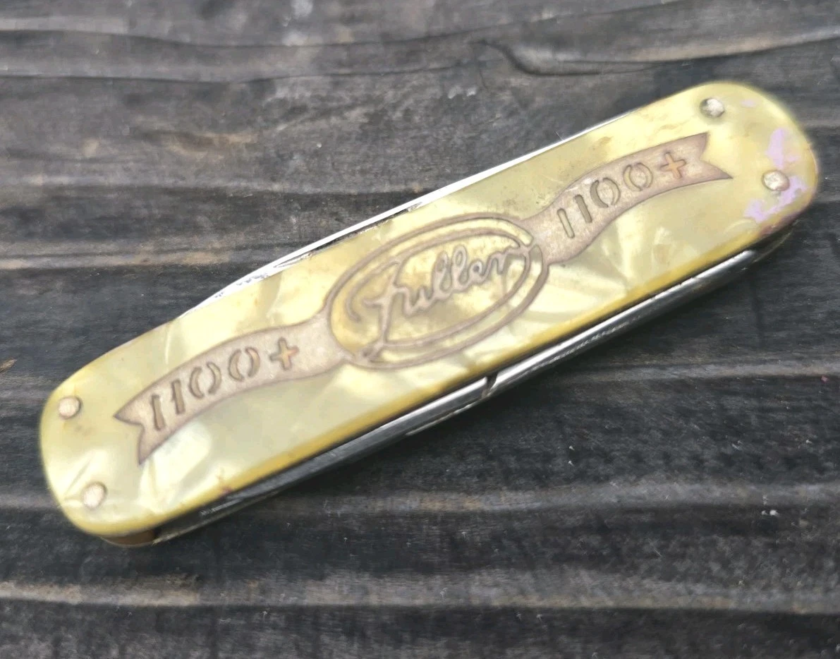 古いドイツ·ゾーリンゲン製折畳ナイフE BRUCKMANN MANNヴィンテージ E Bruckmann Ohligs Solingen Germany Orange Corkscrew Utility Pen