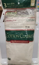 VTG Munsingwear COTTON CLASSIC 3 Pk Full Rise Regular FLY FRONT Brief RARE 30