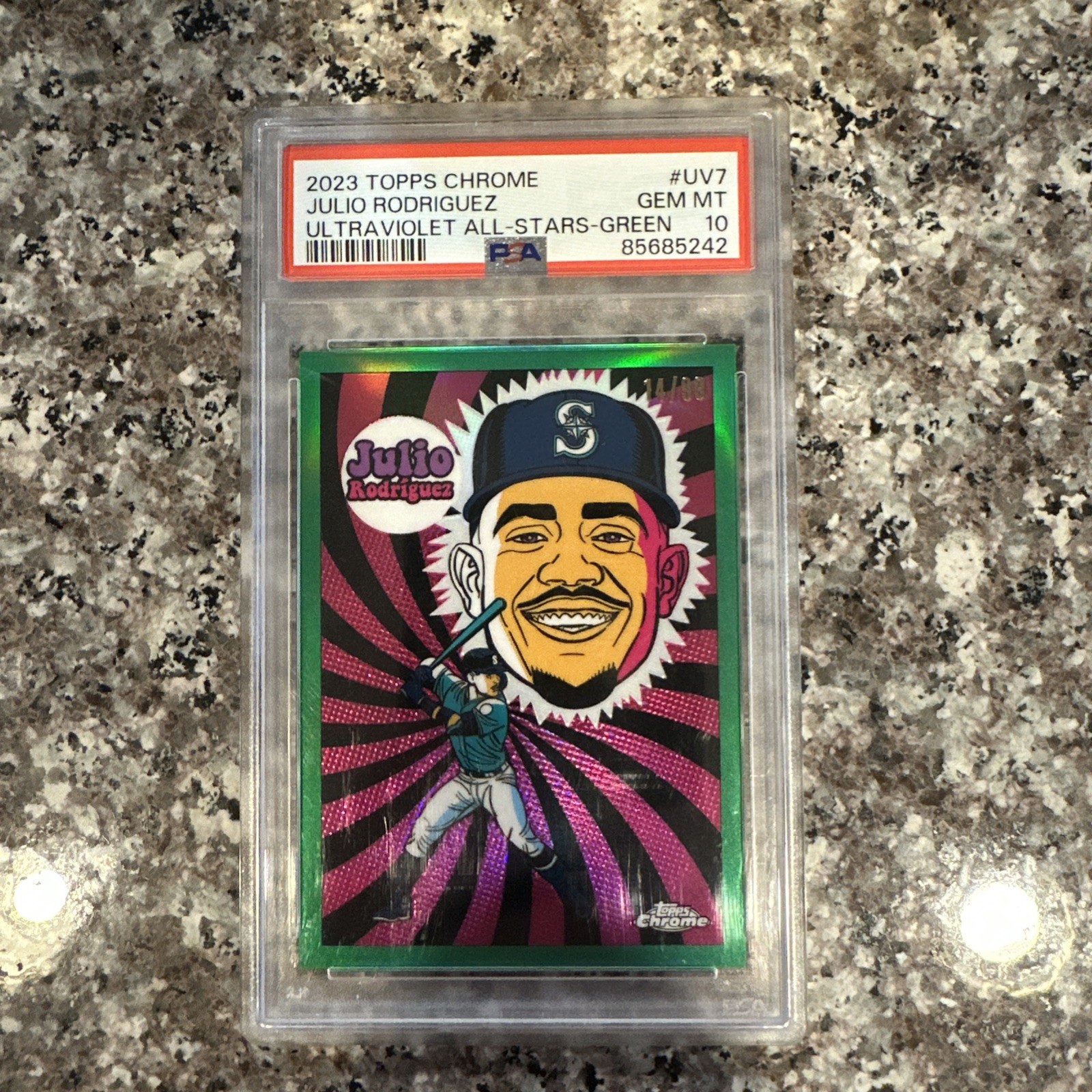 2023 Topps Chrome Ultraviolet All Stars Julio Rodriguez Green /99 Psa 10