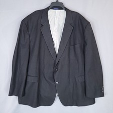 Stafford Essentials Men's Black 56BR Polyester Rayon Blazer Jacket Sport Coat