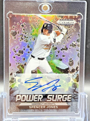 2022 Prizm Draft Pick Power Surge Auto Spencer Jones Yankees Prospect Vanderbilt