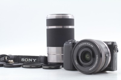 25 Lang [Near MINT] SONY Alpha NEX-5T Black 16-50mm 55-210mm Lens kit From JAPAN
