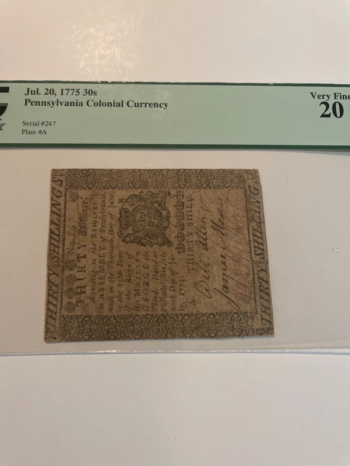 1775 Thirty Schillings Penn. Colonial currency VF20 - Image 2 of 4