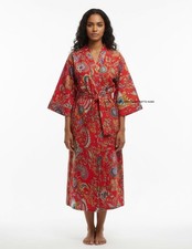 1 PC Indian block Print 100 cotton robe gown Hippie women maxi kimono dresses