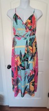 Blue Floral Sundress With Adjustable Spaghetti Straps, SHEIN, Size XL