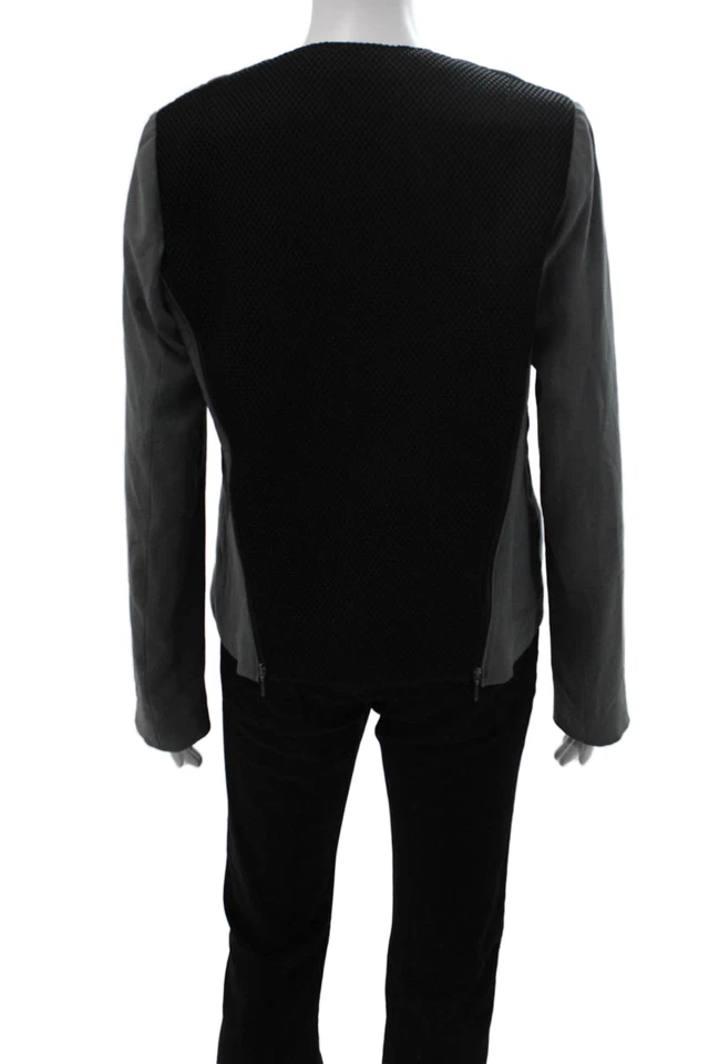 Elie Tahari Women Designer Gray Blazer Long Sleeve Hook & Eye Size 10 - Image 3 of 4