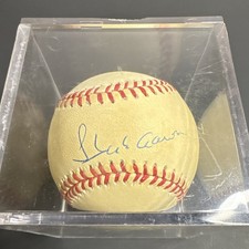 Hank Aaron Signed Official National League Baseball, Display Case