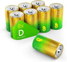Size D batteries |Pack of 8| GP Batteries |Superb operating time| LR20 | 13A | 