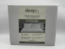 Sleep Rx 300 Thread Count 4-Pc. Sheet Set, Cotton Bamboo, Lunar Gray CalKing Set