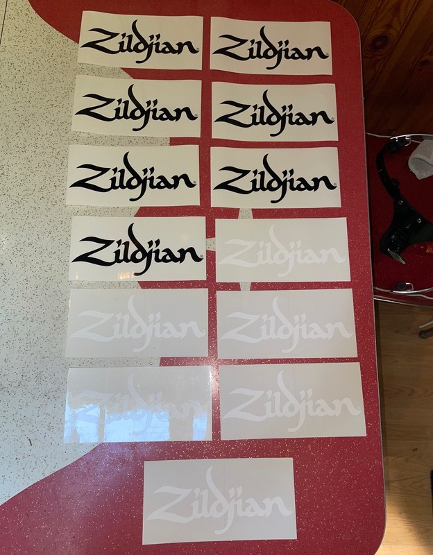 13 ZILDJIAN Cymbals Logo 4” X 8" Black & White Lettering Vinyl Decal Stickers