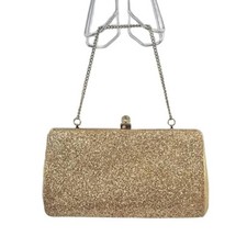 vINTAGE goldtone clutch with metal chain formal fancy SPARKLY GLITTER
