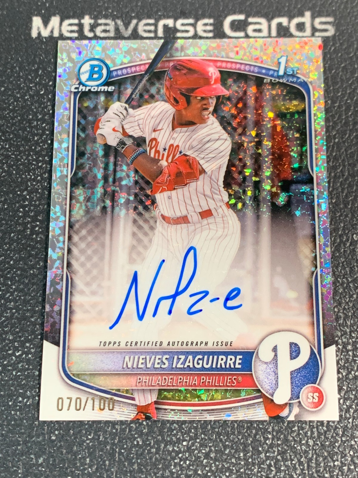 2025 Bowman Chrome Nieves Izaguirre 1st Prospects Auto Mini Diamond 70/100