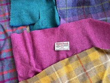 Huge Harris Tweed Cloth Off Cut/Remanent Bundles + Authenticity Labels, 3.2kg !!
