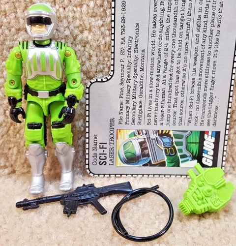 Complete Really Nice Vintage 1986 GI Joe Sci Fi Laser Trooper v1 With Filecard