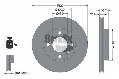 2 PCS BENDIX Braking BDS1170 Brake Disc