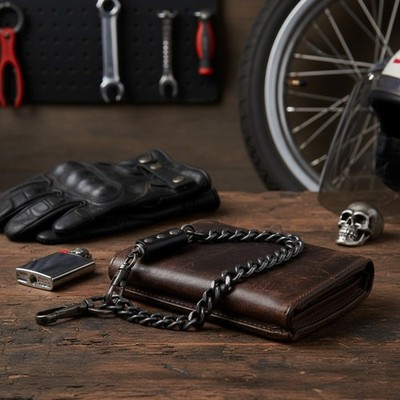 Men Black Metal Strong Wallet Chain Biker Jean Loop Long Horn Key Link Clasp